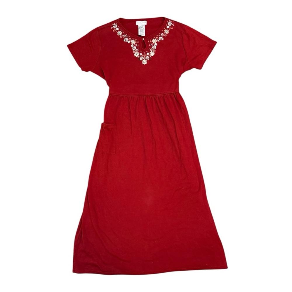 White Stag Red & White Floral Embroidered Maxi Dress